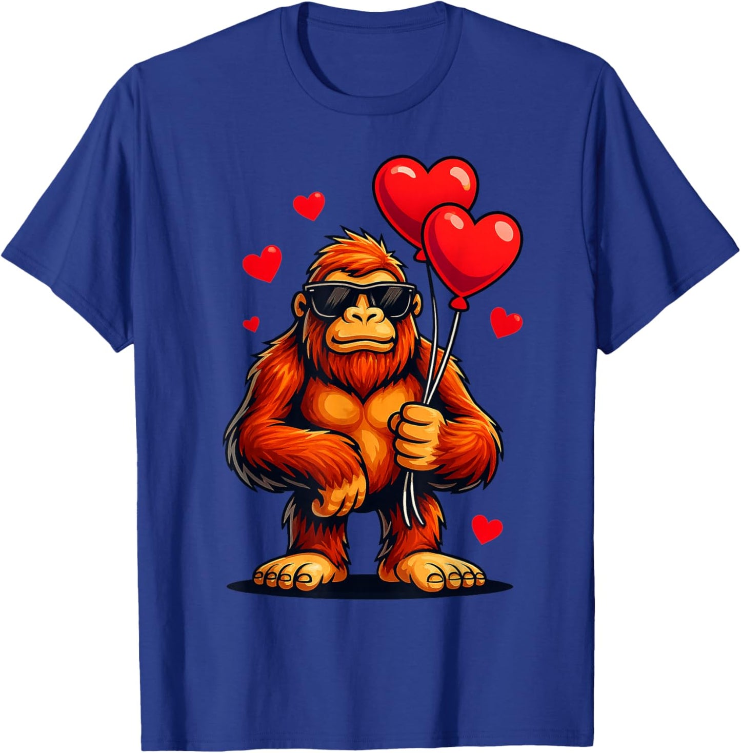 Funny Valentines Day Bigfoot Heart Balloons Sasquatch Boys T-Shirt - T-Shirt | Royal