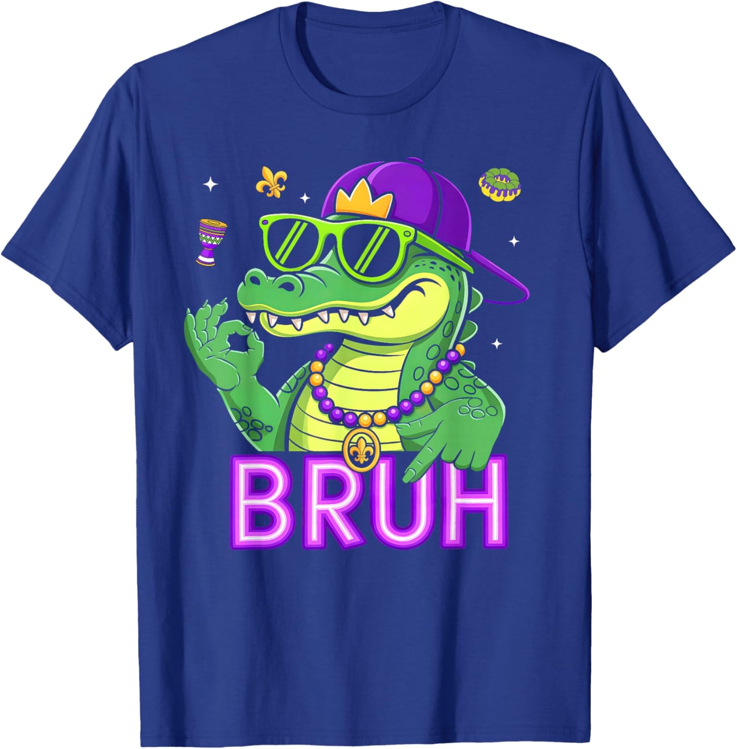 Funny Six Seven Bruh Mardi Gras Mardigator Alligator 67 Meme T-Shirt - T-Shirt | Royal