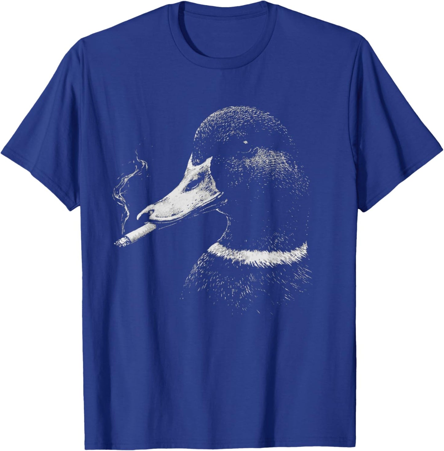 Funny Smoking Duck Hunting Mallard Duck Smoking Cigarette T-Shirt - T-Shirt | Royal