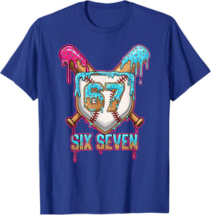 Baseball Drip Number 67 Player 6-7 Six Seven Meme Gen Alpha T-Shirt - T-Shirt | Royal