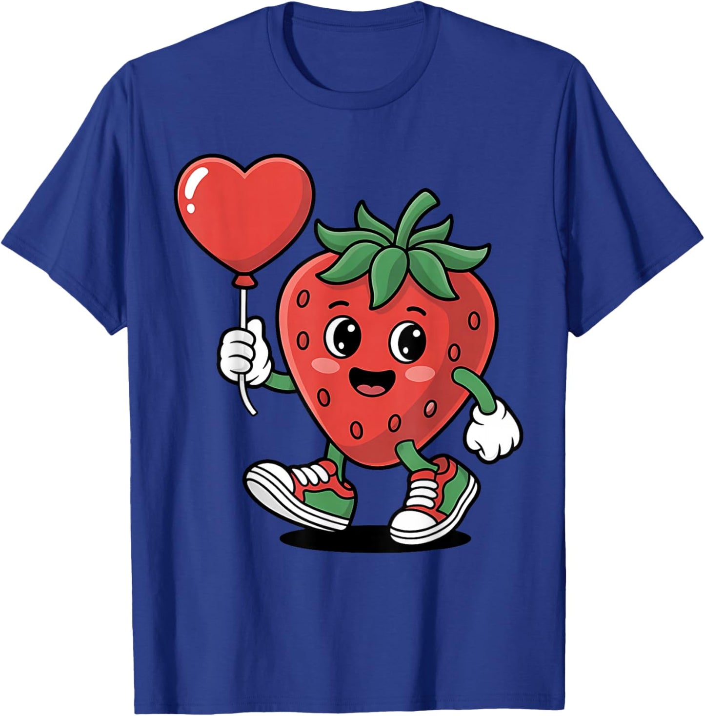 Strawberry with Heart Balloon Valentine's Day Women Girls T-Shirt - T-Shirt | Royal