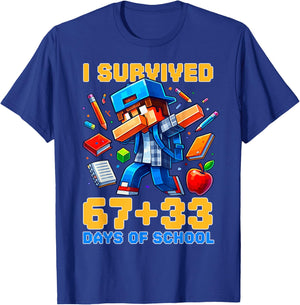 I Survived 67 33 Days of School 100 Days of School 67 Meme T-Shirt - T-Shirt | Royal