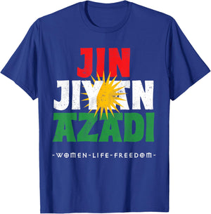 Kurdish Flag, JIN JIYAN AZADI, Kurdish Women, Free Kurdistan T-Shirt - T-Shirt | Royal