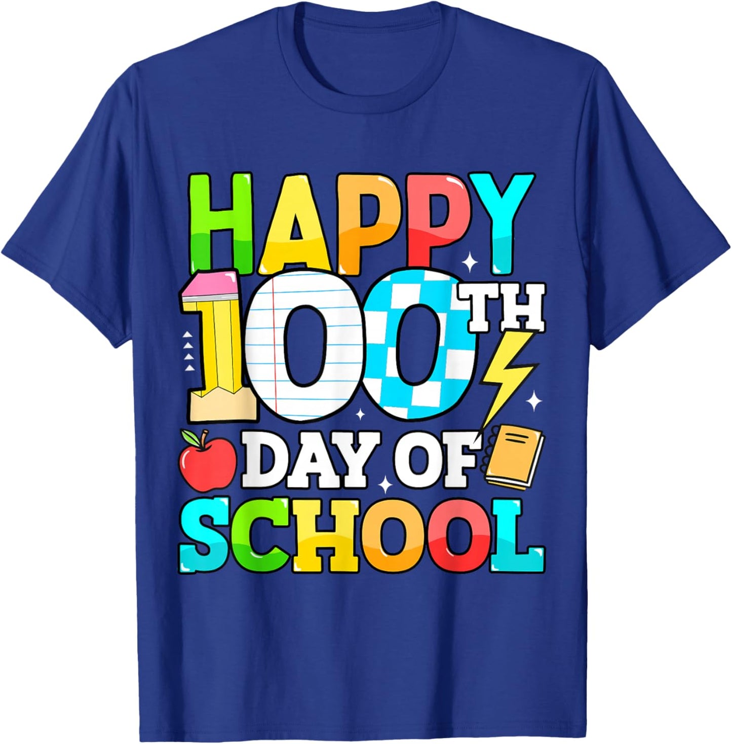 Happy 100 Days of School Teacher 100th Day of School Kids T-Shirt - T-Shirt | Royal