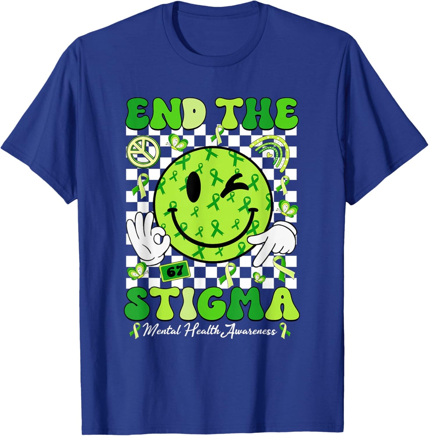 End The Stigma Mental Health Matters Awareness Brain Illness T-Shirt - T-Shirt | Royal