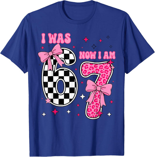 I was 6 Now I Am 7, 7th Birthday T-Shirt - T-Shirt | Royal