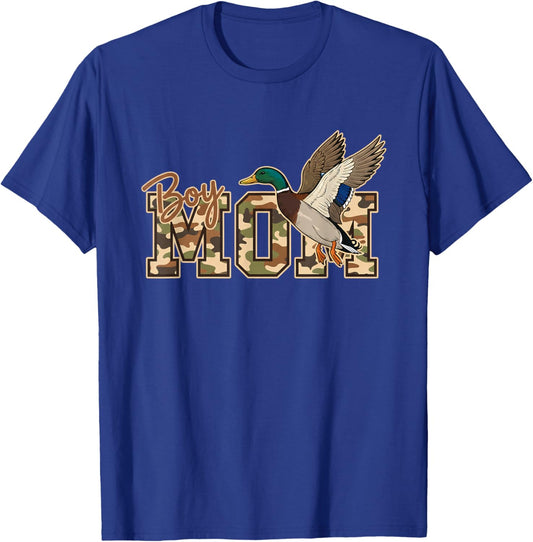 Boy Mom Duck Hunting Camo Family Outdoor Dad T-Shirt - T-Shirt | Royal