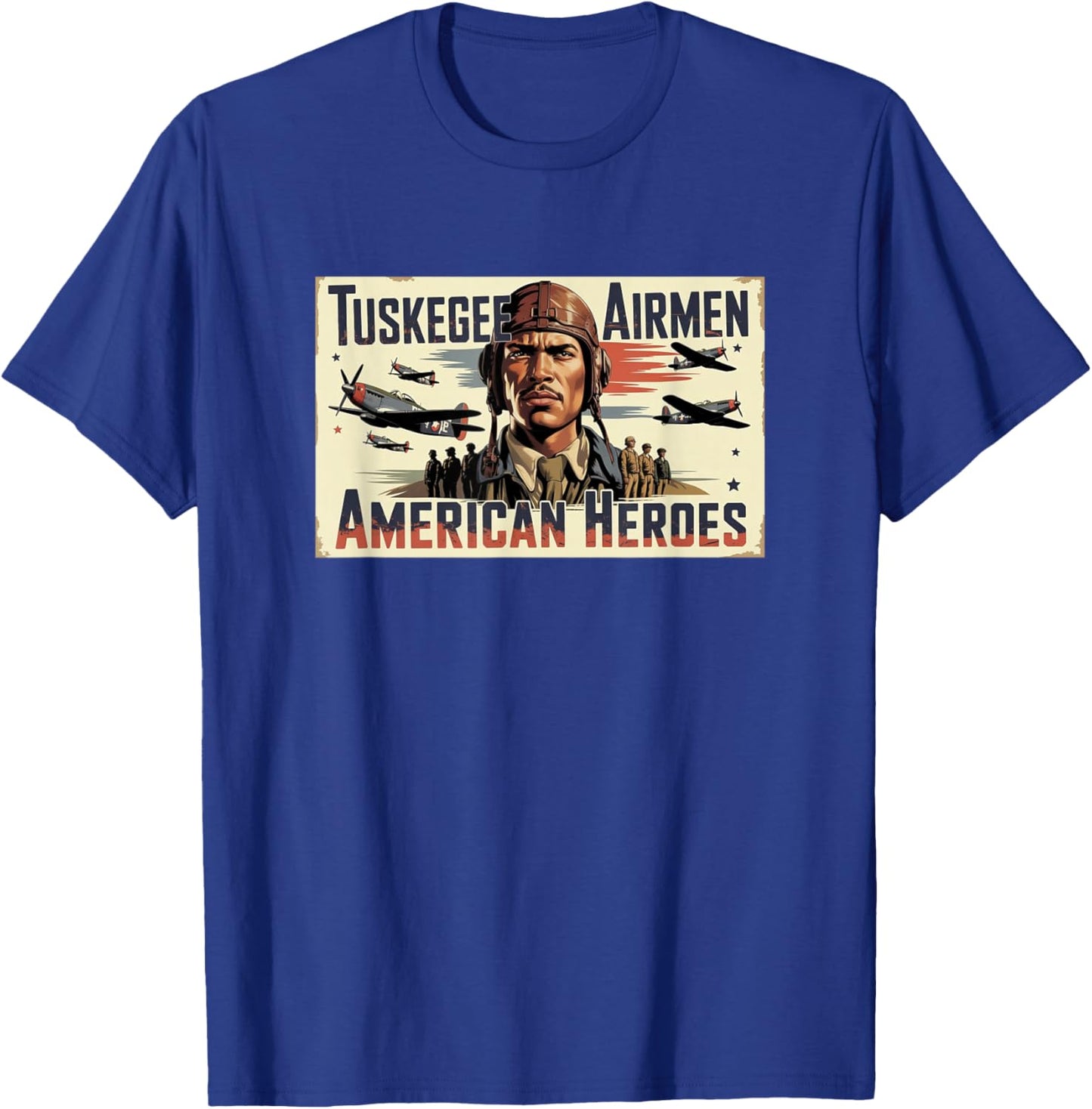 Retro Black Airmen Black History World War 2 Tuskegee Pilots T-Shirt - T-Shirt | Royal