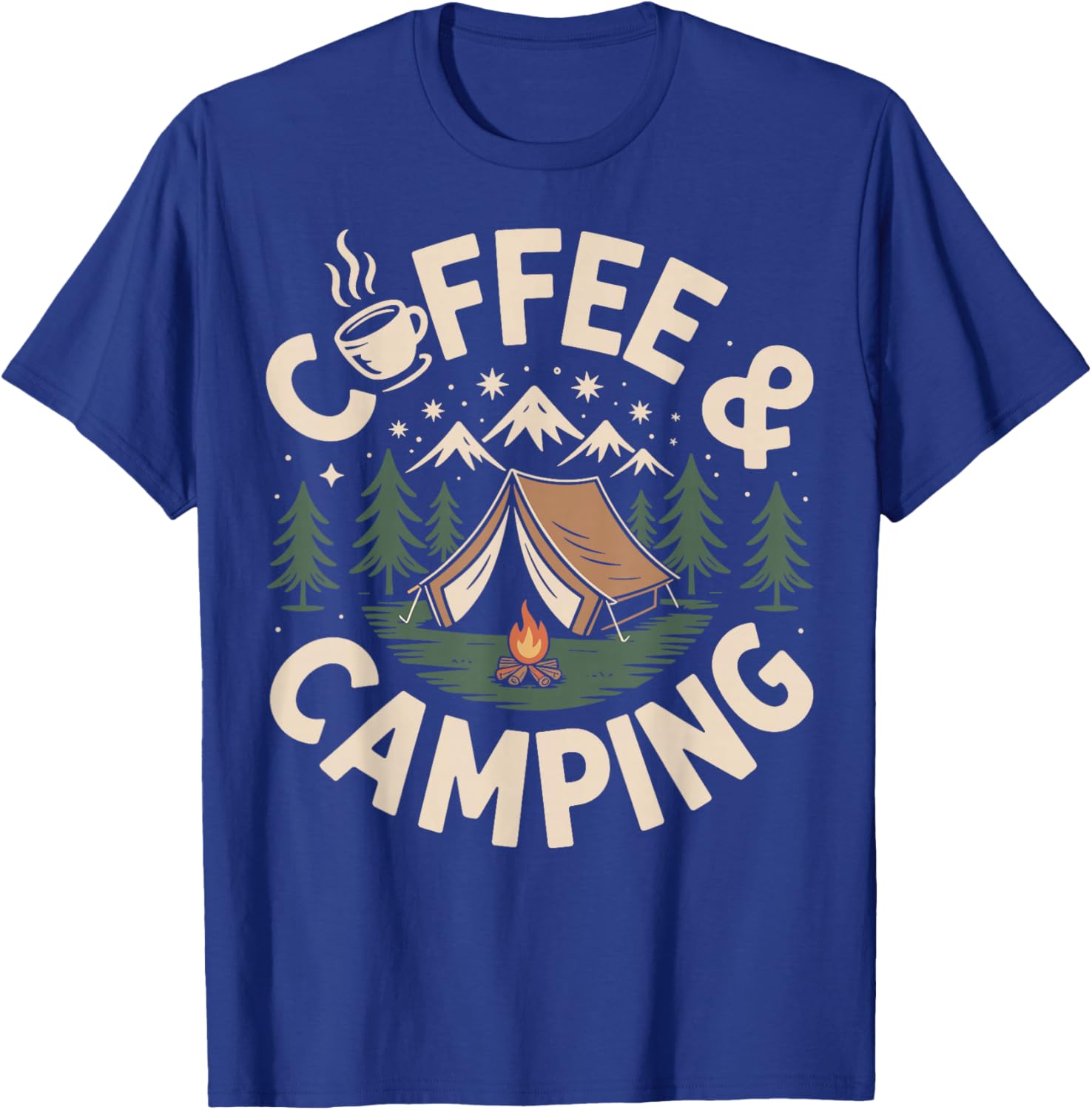 Coffee and Camping Camper T-Shirt - T-Shirt | Royal