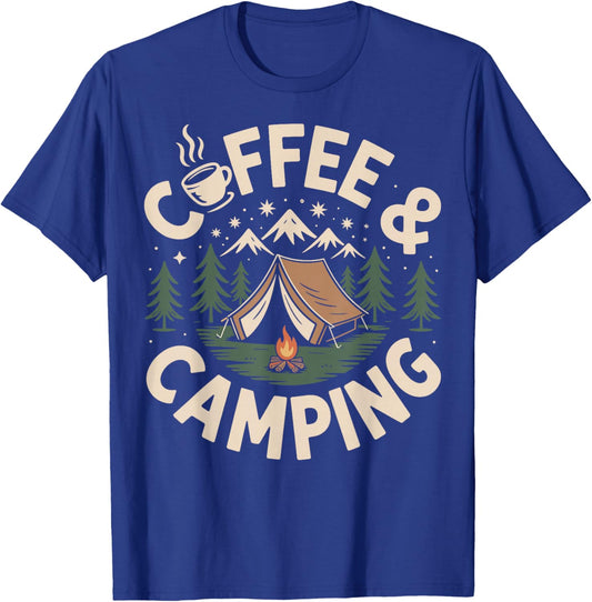 Coffee and Camping Camper T-Shirt - T-Shirt | Royal