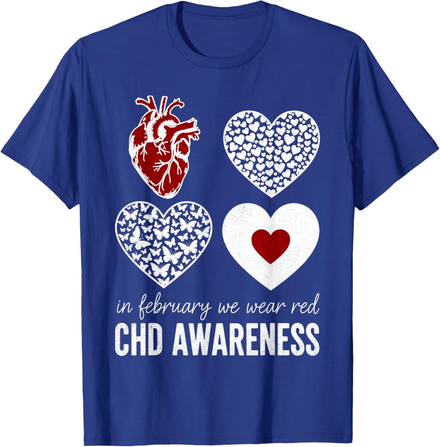 in February We Wear Red Kids Heart Disease Month T-Shirt - T-Shirt | Royal