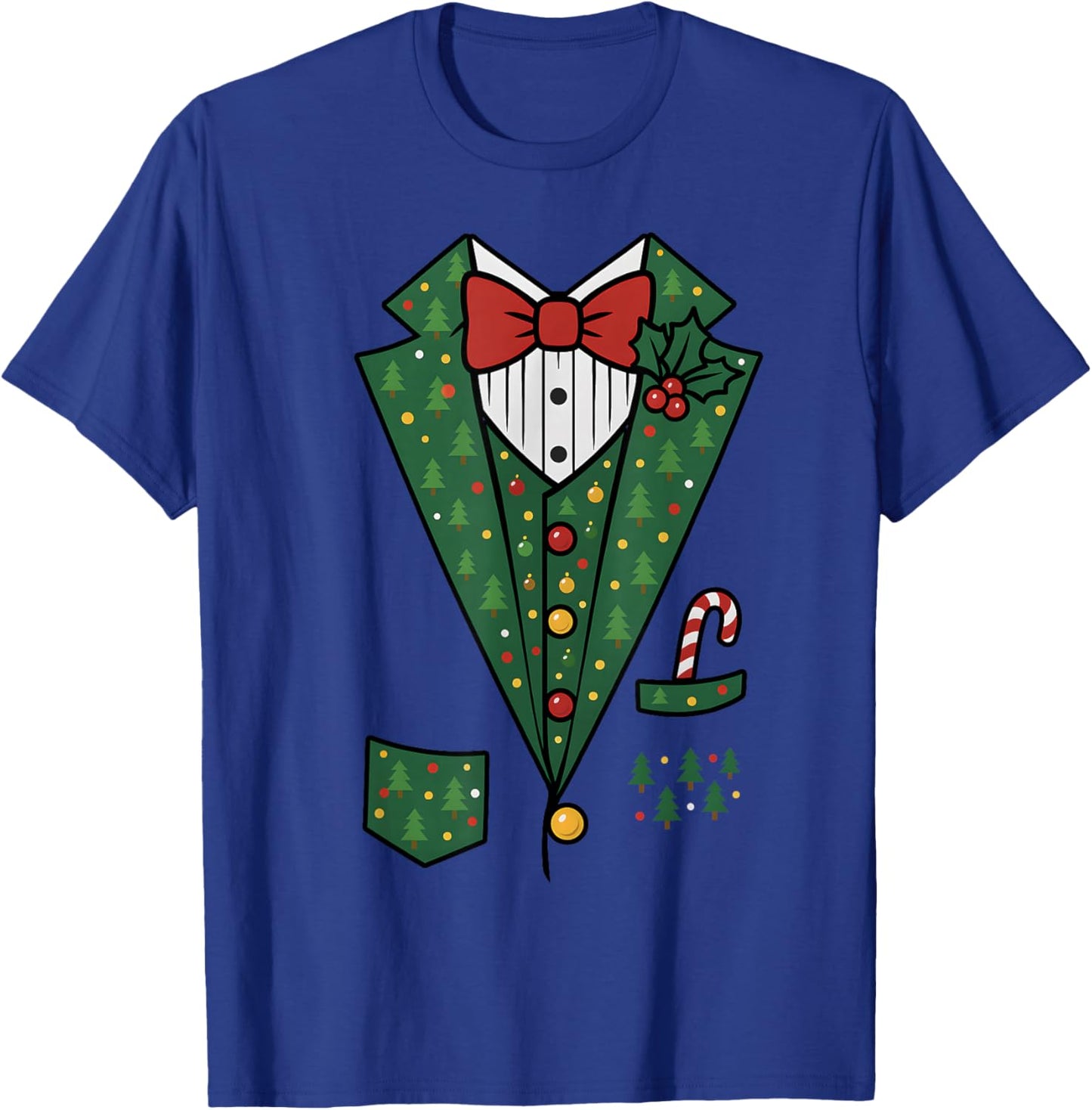 Bowtie Vest Mistletoe Candy Funny Christmas Celebrate Family T-Shirt - T-Shirt | Royal
