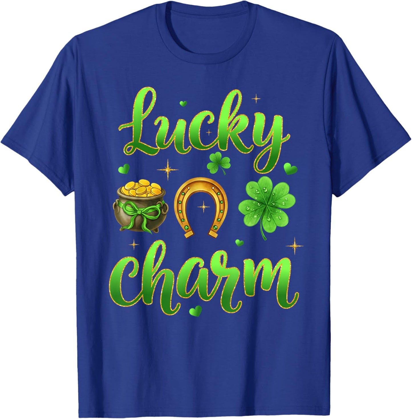Lucky Charm Patricks Day Pot of Gold Irish Shamrock Rainbow T-Shirt - T-Shirt | Royal