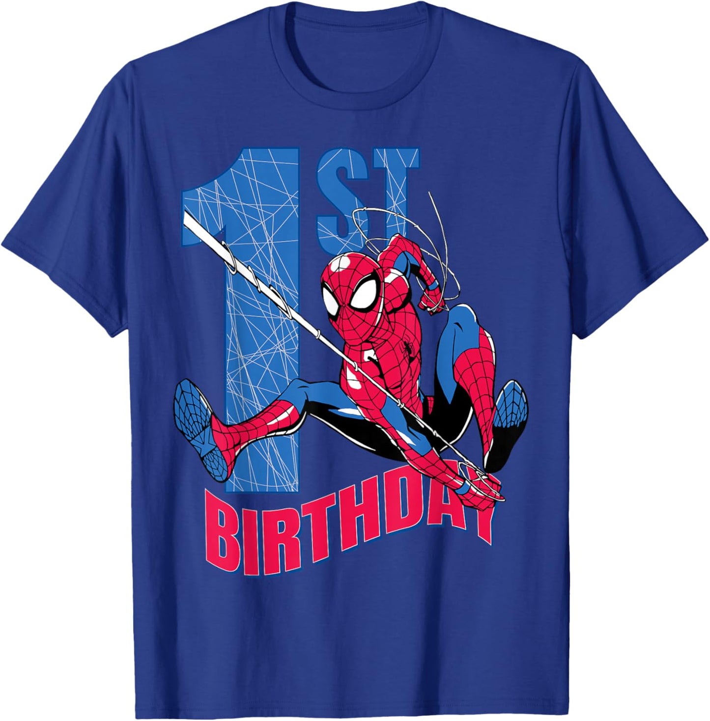 Marvel Comics Spider-Man 1st Birthday Hero Web Action T-Shirt - T-Shirt | Royal