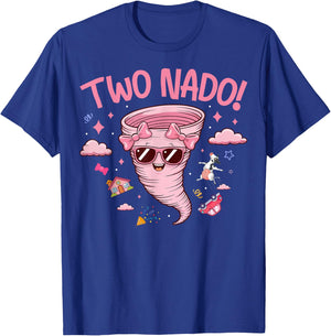 Tornado 2 Year Old Girl Birthday Two Nado 2nd Bday Party T-Shirt - T-Shirt | Royal