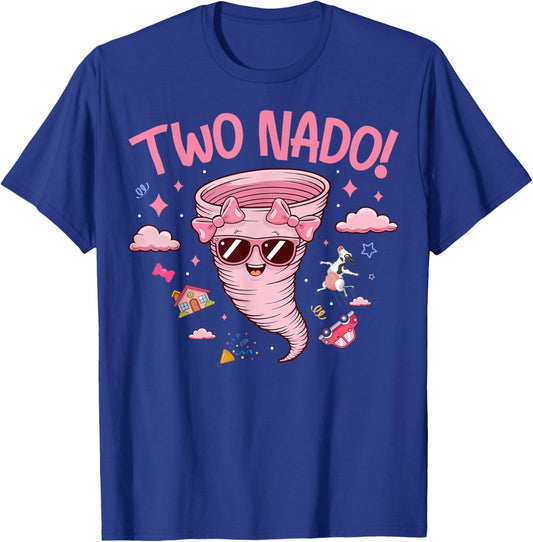 Tornado 2 Year Old Girl Birthday Two Nado 2nd Bday Party T-Shirt - T-Shirt | Royal