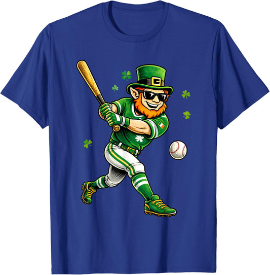 Leprechaun Play Baseball Funny St Patrick's Day Men Kid Boys T-Shirt - T-Shirt | Royal