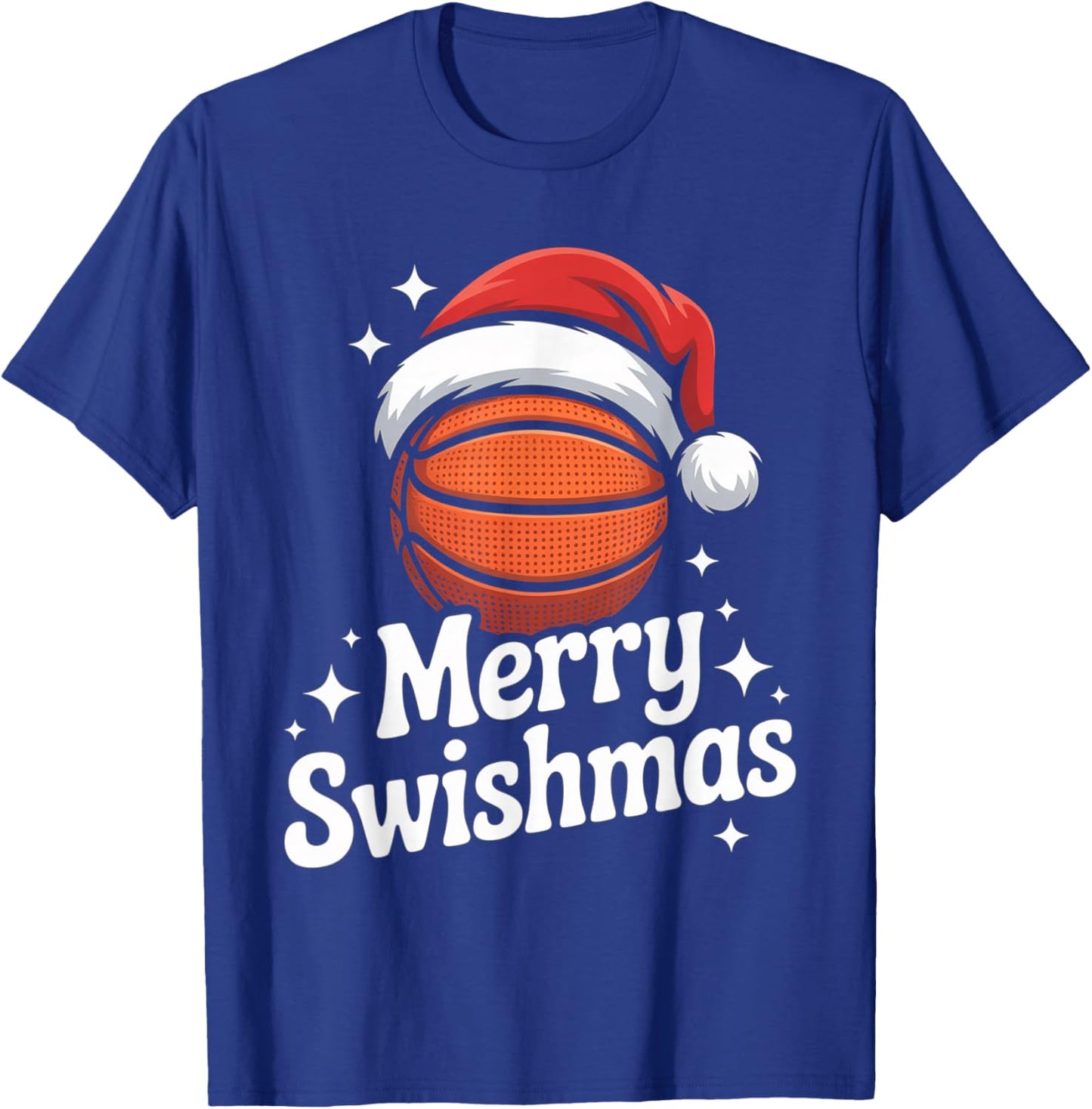 Merry Swishmas X-Mas Basketball Santa Hat Christmas T-Shirt - T-Shirt | Royal
