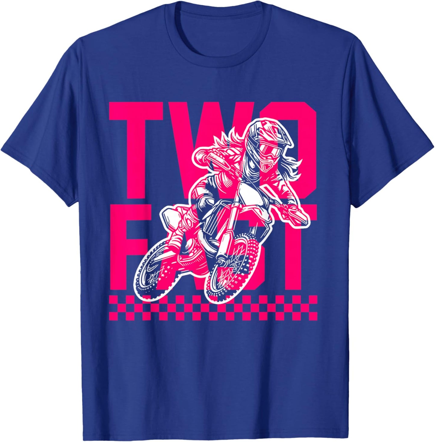Girl Race Dirt Bike 2nd Birthday Decorations Two Fast T-Shirt - T-Shirt | Royal