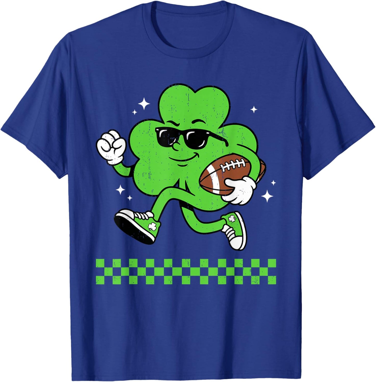 Lucky Shamrock Playing Football Funny St Patrick's Kids Boys T-Shirt - T-Shirt | Royal