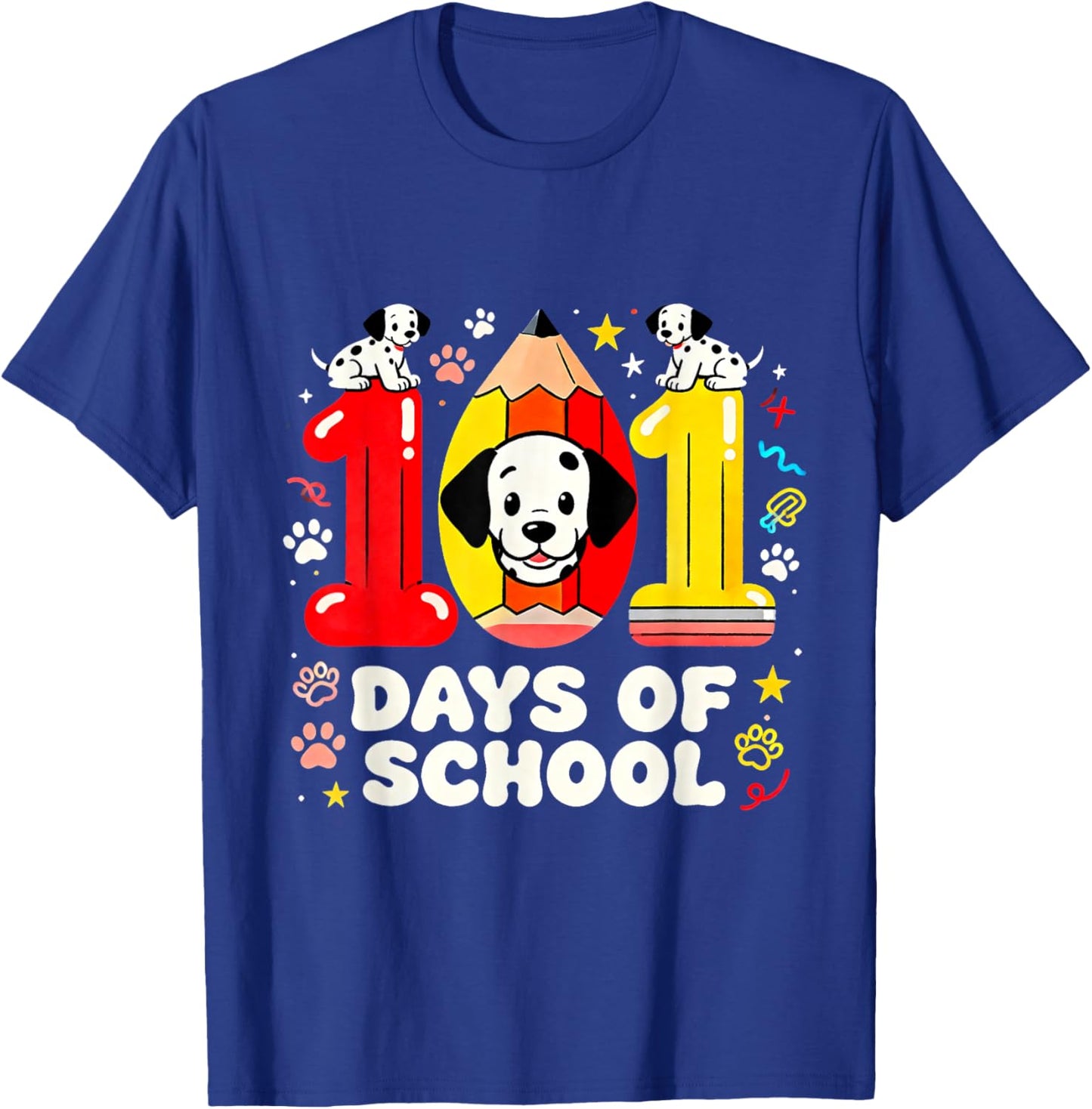 101 Days of School Cute Puppy Classroom Design T-Shirt - T-Shirt | Royal