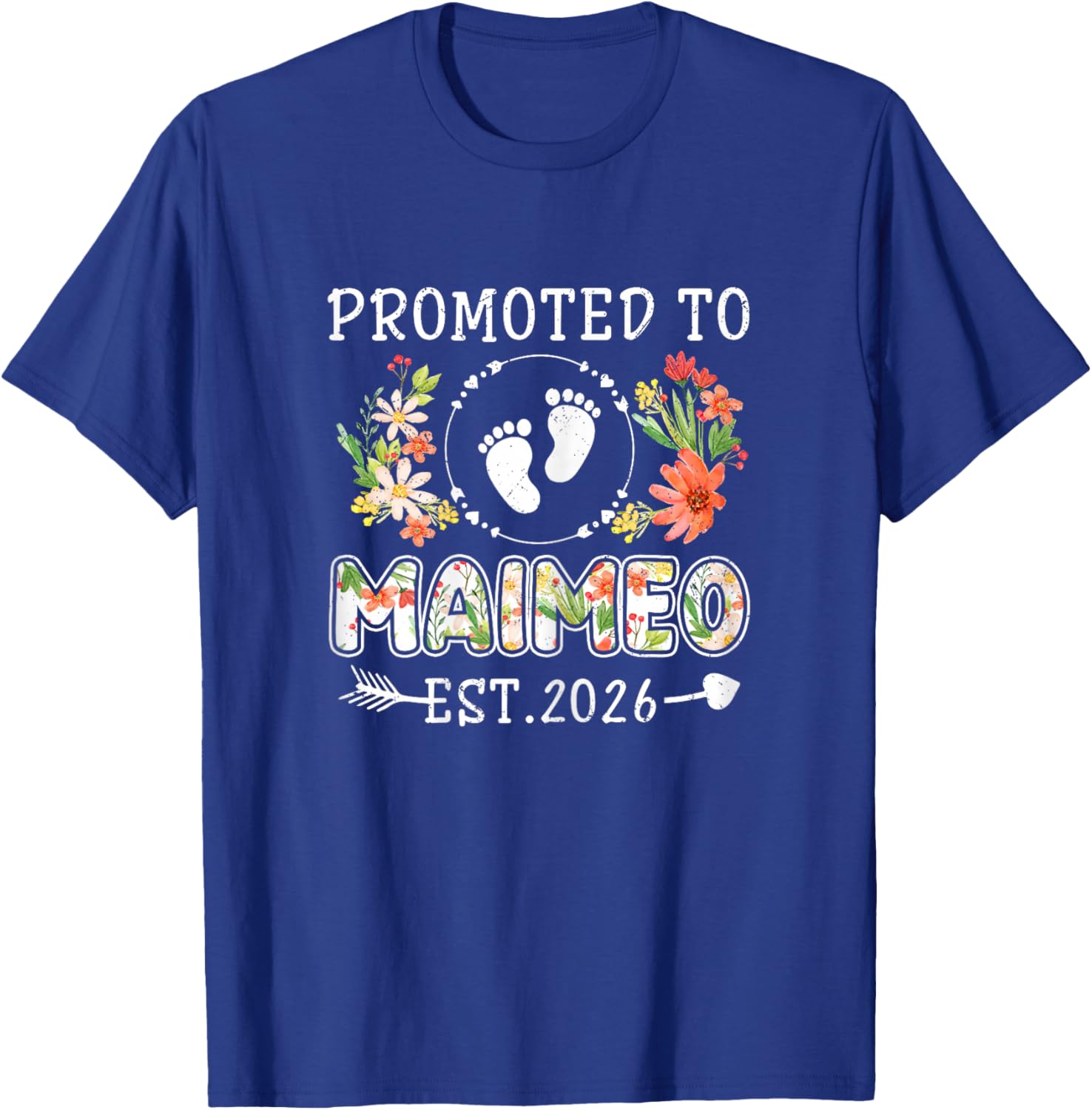 Promoted to Maimeo 2026 Flower First Time Grandma T-Shirt - T-Shirt | Royal