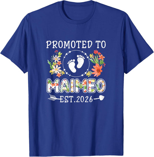 Promoted to Maimeo 2026 Flower First Time Grandma T-Shirt - T-Shirt | Royal