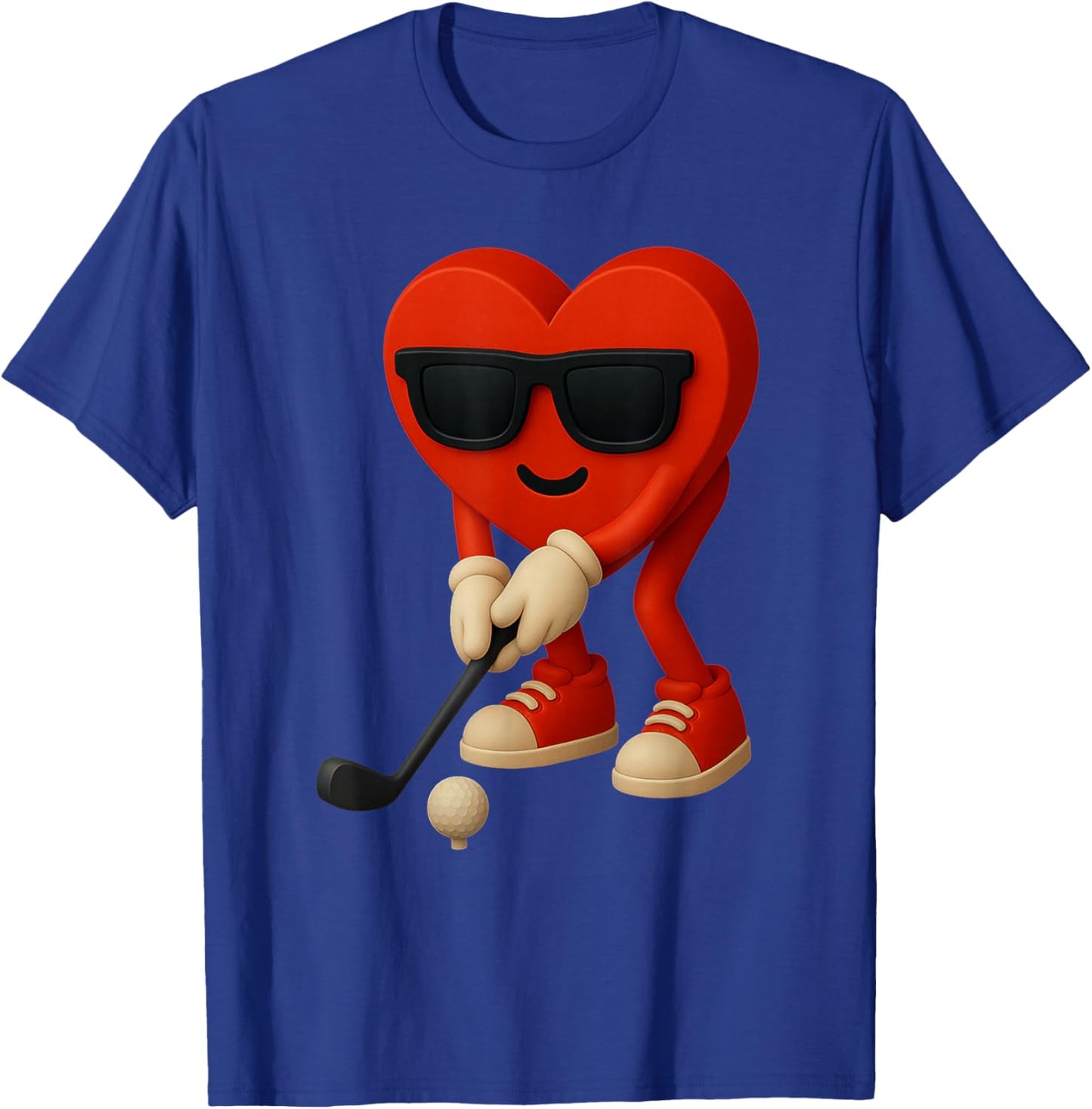 Golf Valentines Day Cute Heart Golfer Love Funny Boys Kids T-Shirt - T-Shirt | Royal