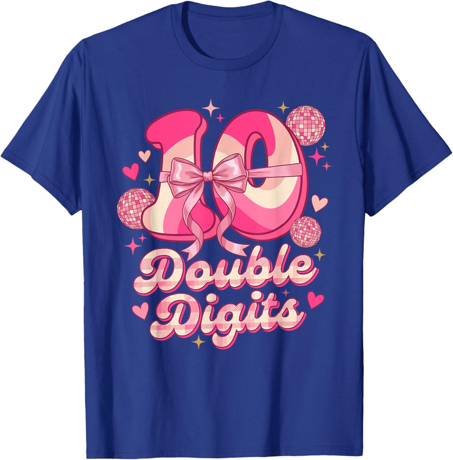 Double Digits Birthday Girl 10th Birthday Coquette Bow T-Shirt - T-Shirt | Royal