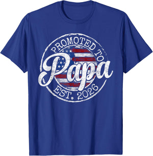 Promoted to Papa Est 2026 Stamp First Time Dad to Be T-Shirt - T-Shirt | Royal
