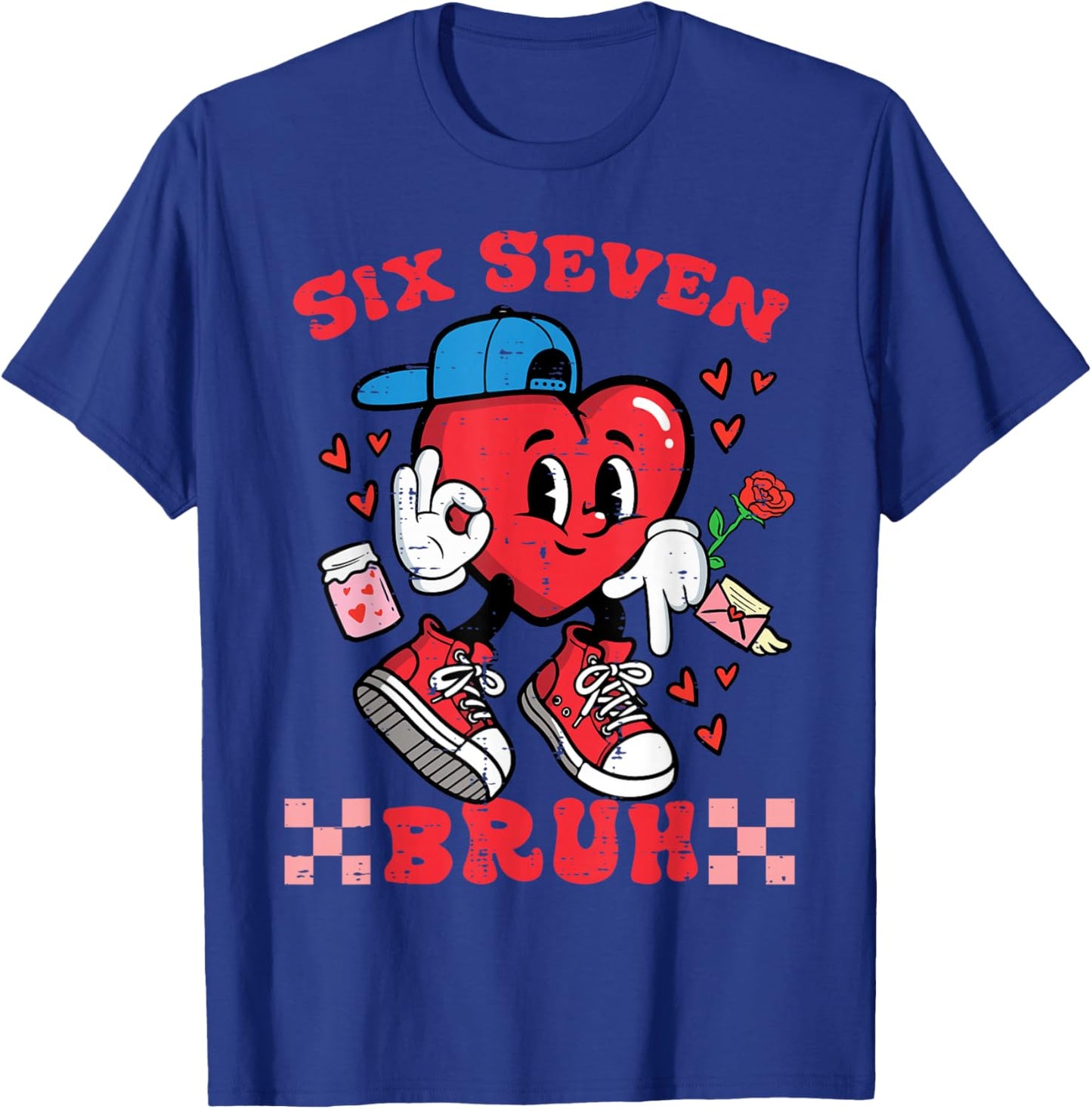 Six Seven Bruh Heart 67 6 7 Valentines Day Kids Boys Youth T-Shirt - T-Shirt | Royal