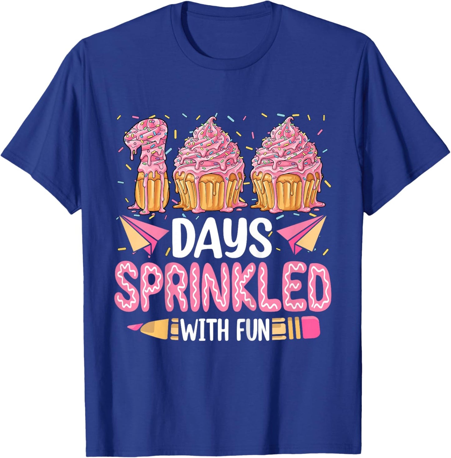 100 Days Sprinkled with Fun Cupcake 100th Day of School Girl T-Shirt - T-Shirt | Royal