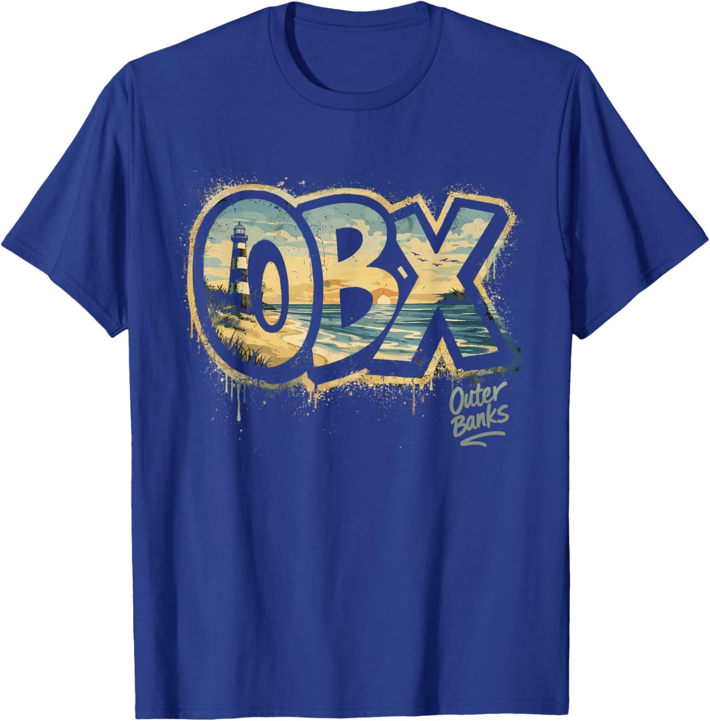OBX Outer Banks North Carolina Street Art Travel Design T-Shirt - T-Shirt | Royal