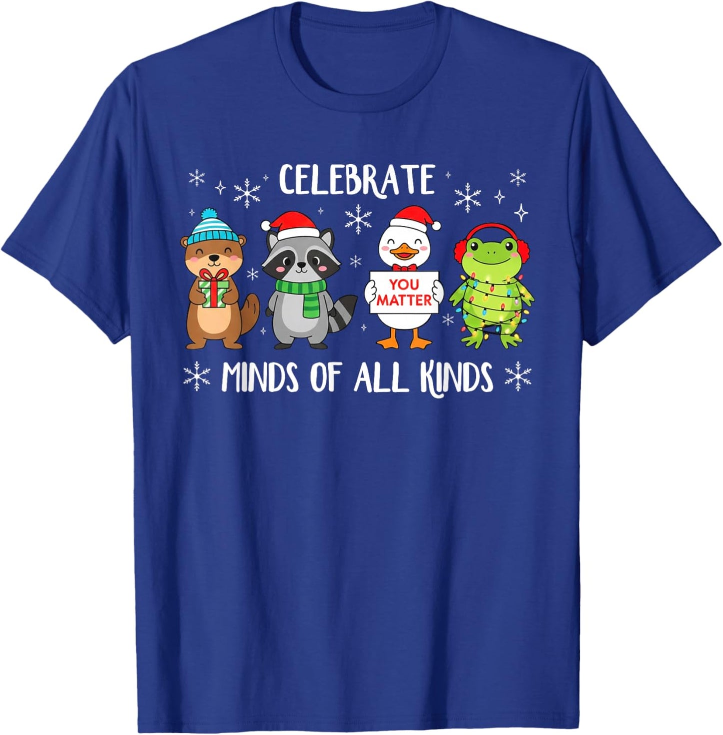Celebrate Minds of All Kinds Christmas Autism Awareness T-Shirt - T-Shirt | Royal