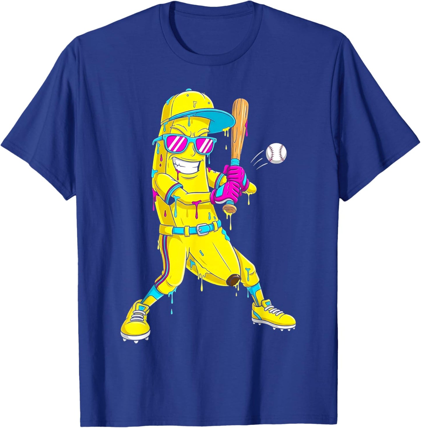 Banana Funny Baseball Drip Kids Youth Boys Girls T-Shirt - T-Shirt | Royal