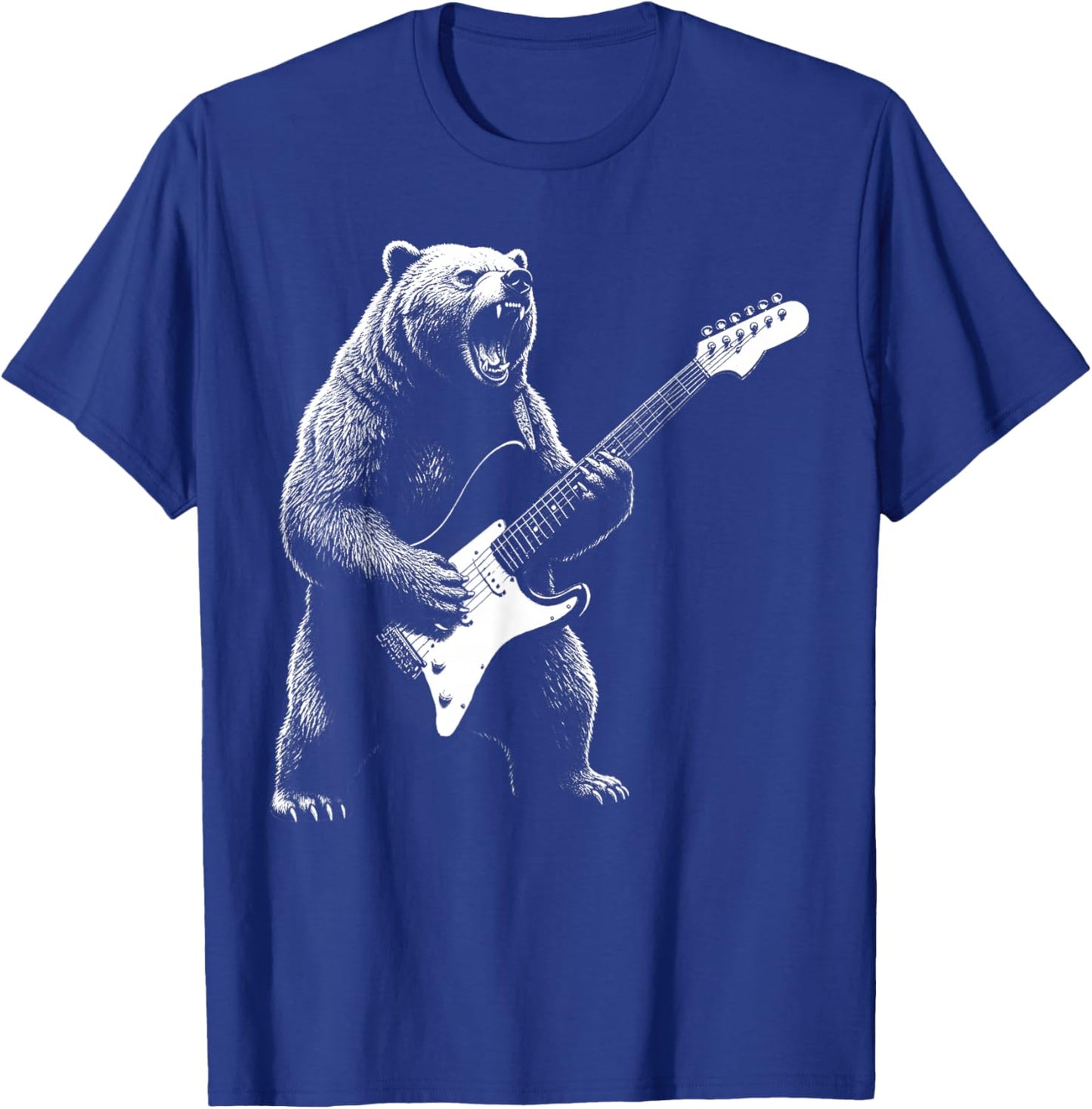 Retro Bear Playing Bass Guitar Lovers Christmas T-Shirt - T-Shirt | Royal