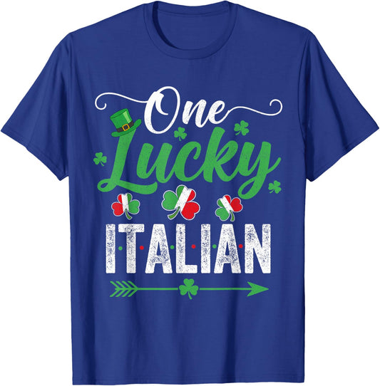 One Lucky Italian St Patricks Day Irish Italian Italy T-Shirt - T-Shirt | Royal
