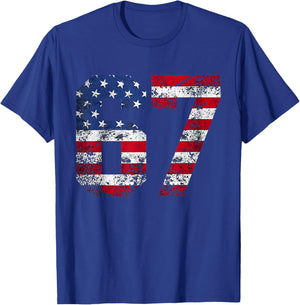 67 American Flag Meme Funny Six Seven Gen Alpha Slang T-Shirt - T-Shirt | Royal