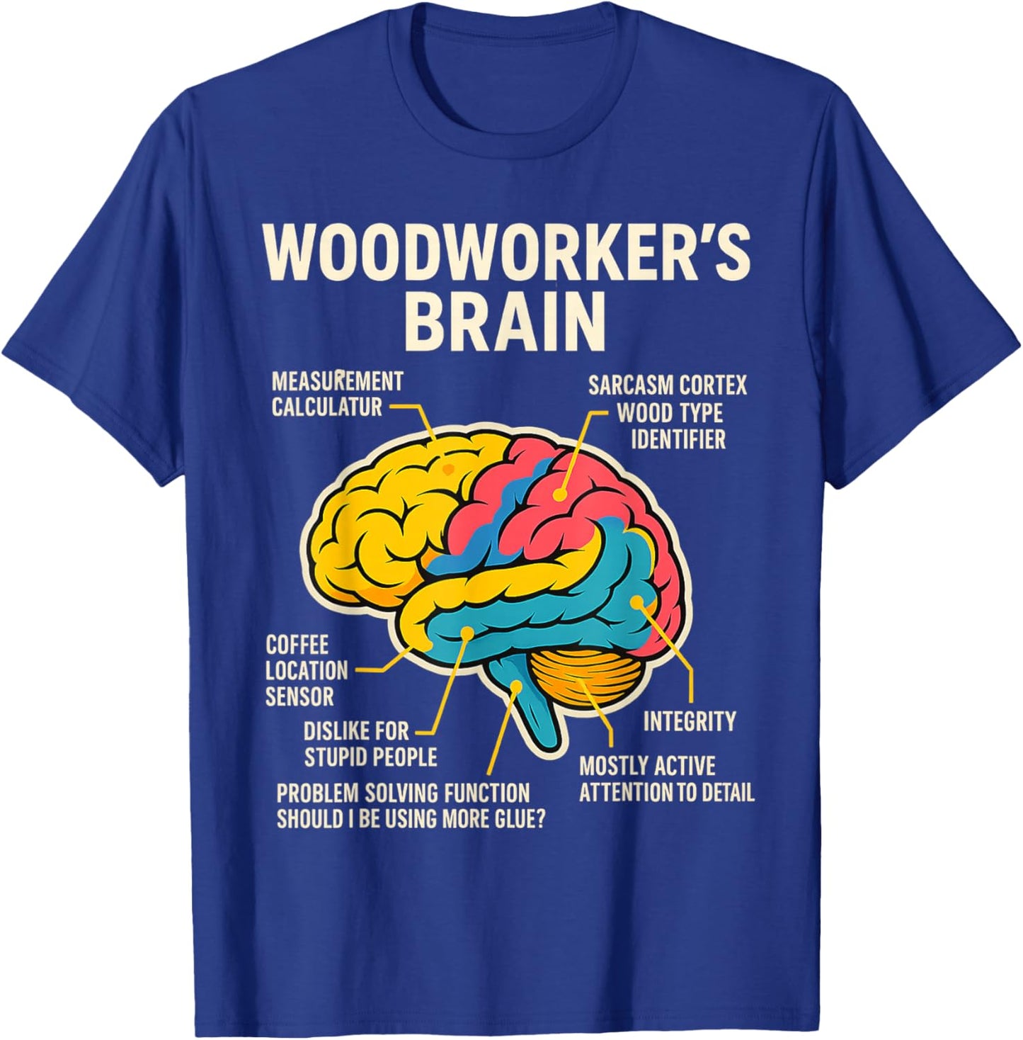 Woodworker's Brain Funny Woodworking Carpenter T-Shirt - T-Shirt | Royal