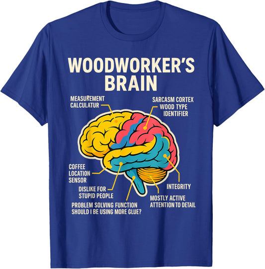 Woodworker's Brain Funny Woodworking Carpenter T-Shirt - T-Shirt | Royal