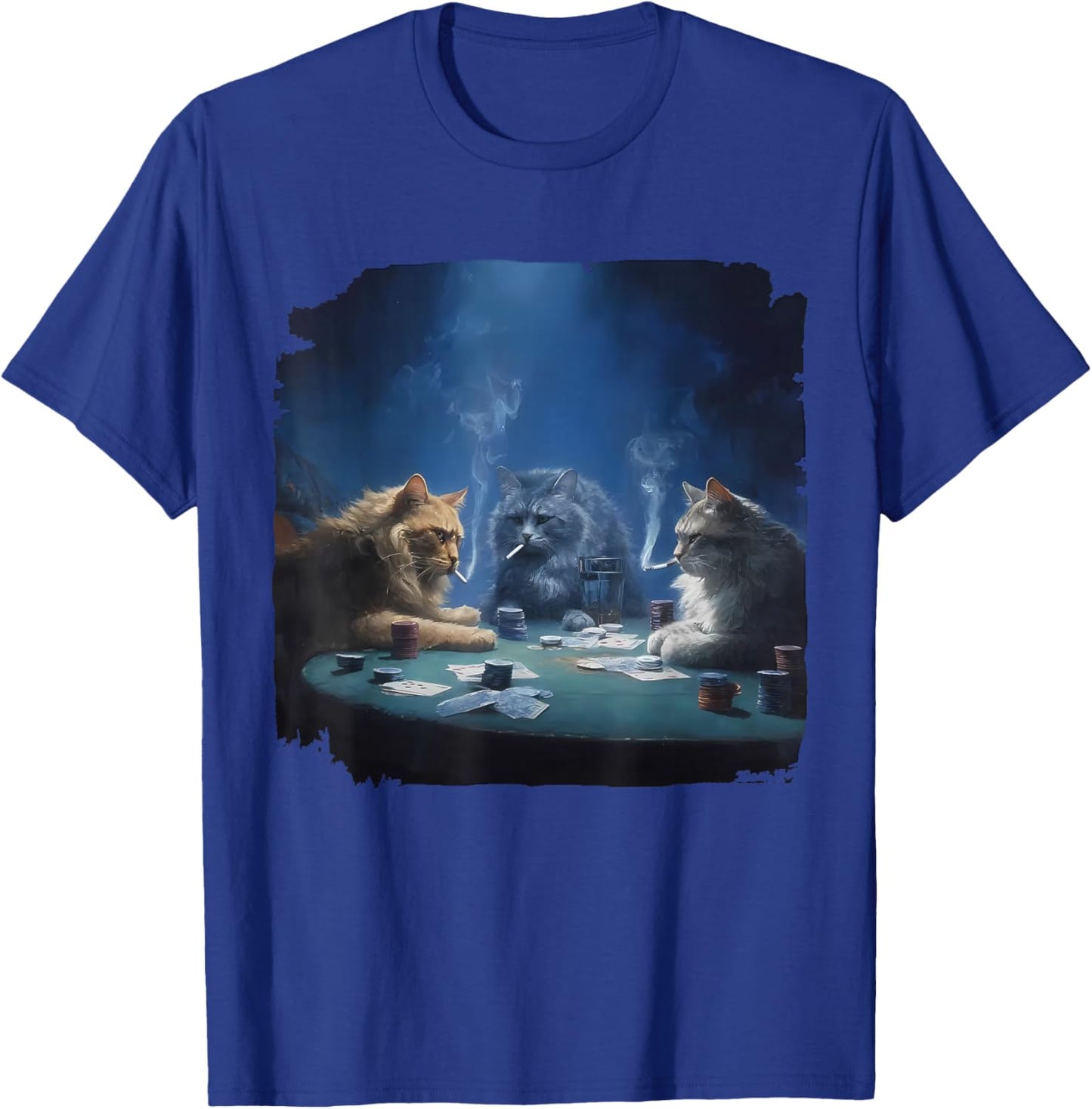 Funny Cats Smoking Playing Poker Gambling Pot Cards Meme T-Shirt - T-Shirt | Royal
