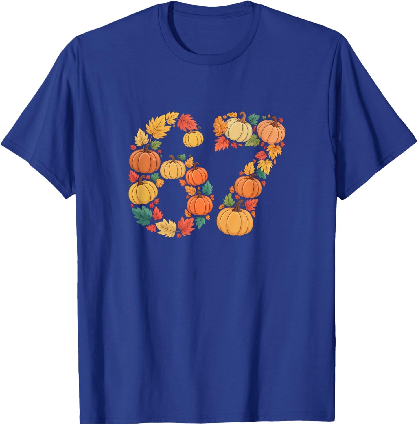 Funny 67 6 7 Fall Leaves for Teachers 67 Teacher T-Shirt - T-Shirt | Royal