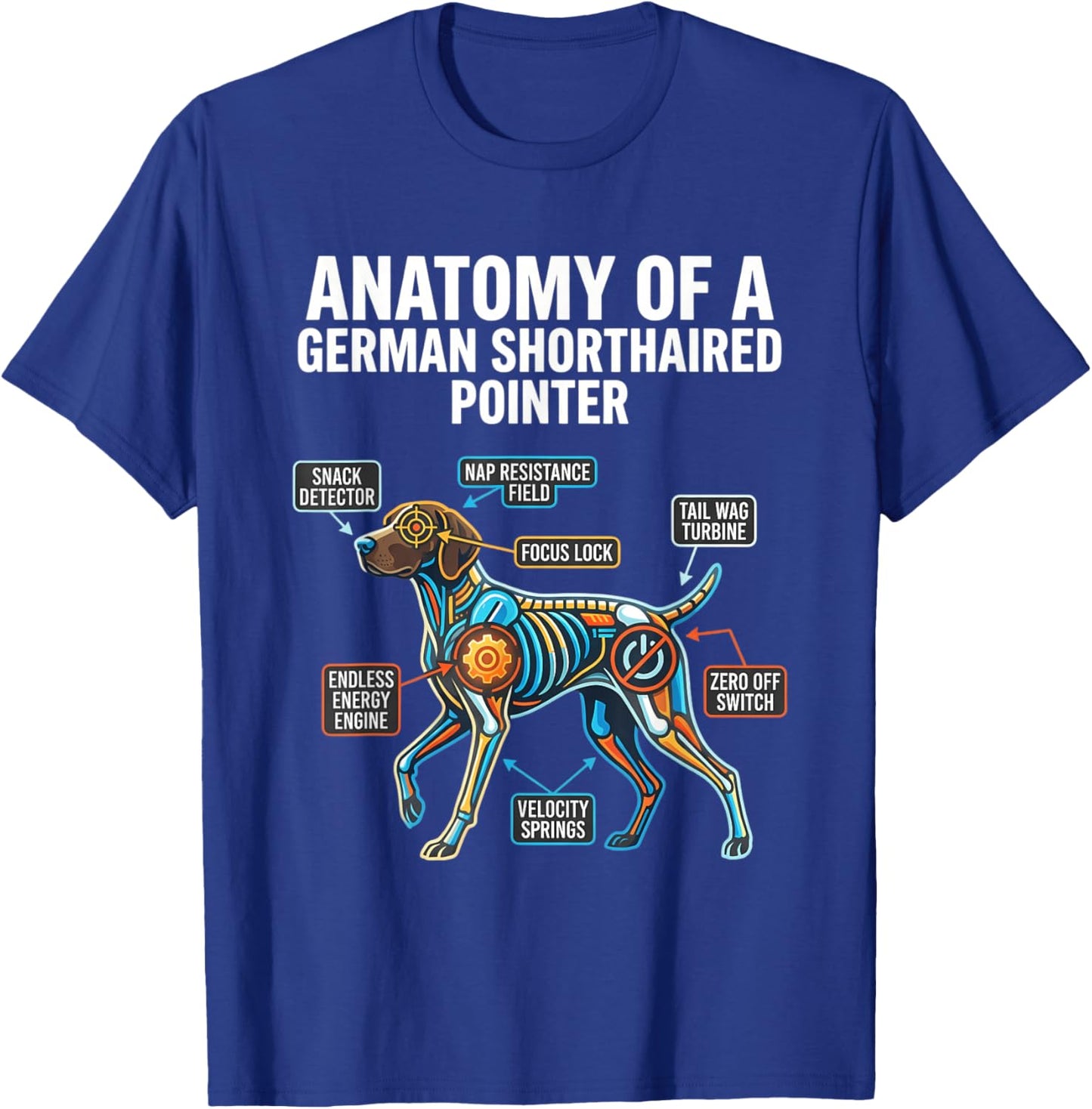 Athletic Anatomy of a German Shorthaired T-Shirt - T-Shirt | Royal