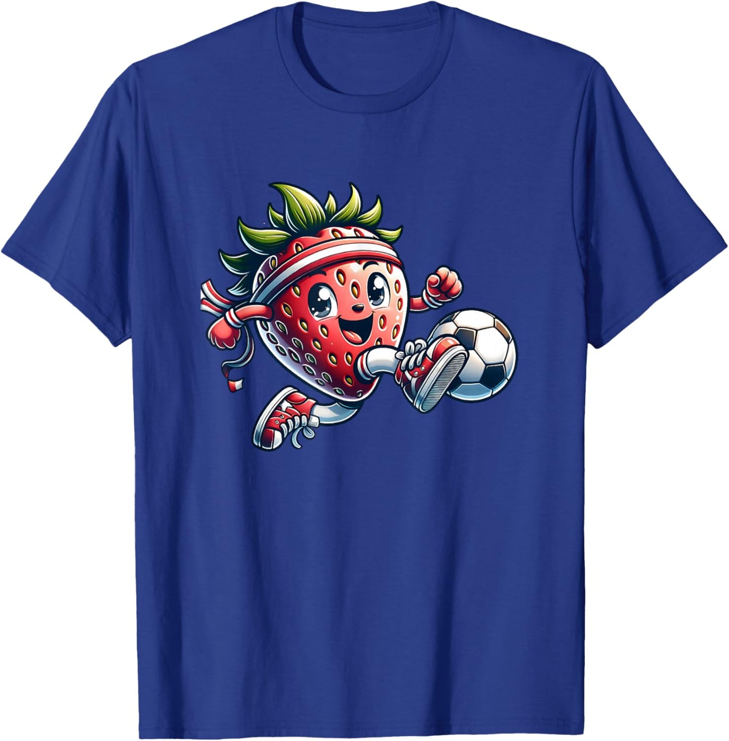 Strawberry Soccer Player Cute Kawaii Football Fruit T-Shirt - T-Shirt | Royal