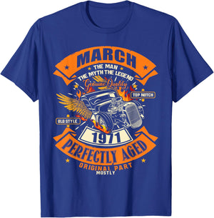 55th Birthday Gift Man Myth Legend March 1971 55 Yrs Old T-Shirt - T-Shirt | Royal