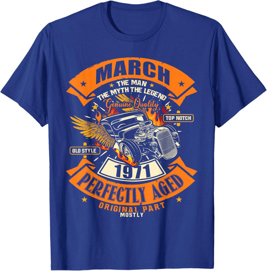 55th Birthday Gift Man Myth Legend March 1971 55 Yrs Old T-Shirt - T-Shirt | Royal
