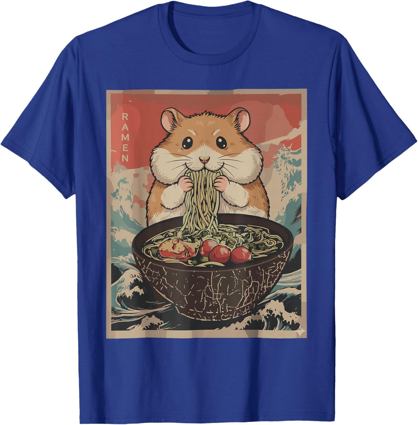 Funny Hamster Ramen Kawaii Anime Japanese Graphic Women Men T-Shirt - T-Shirt | Royal
