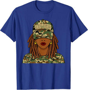 Unbothered Loc'd Girl Woman Camo Cap Black Women T-Shirt - T-Shirt | Royal