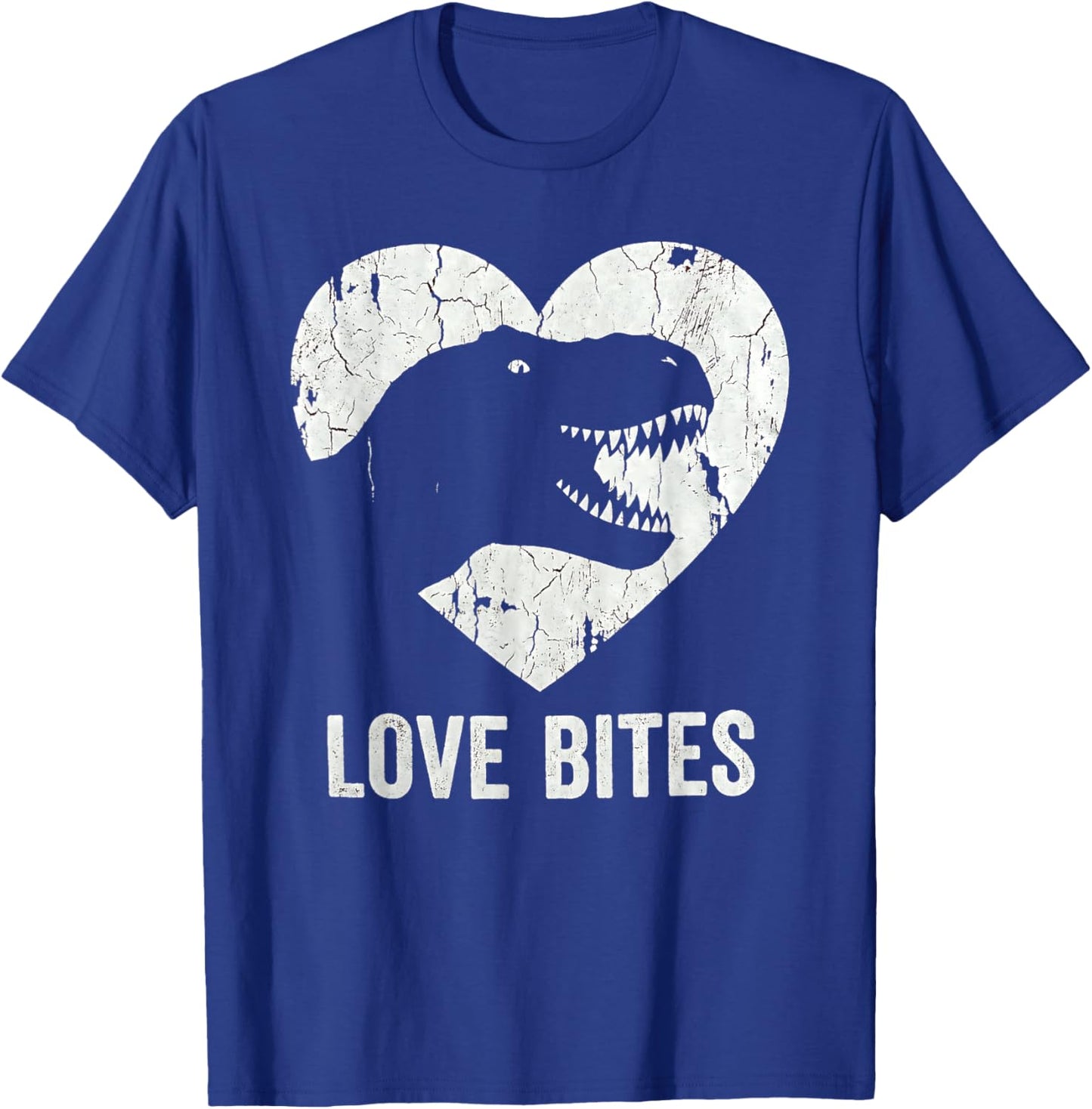 Love Bites T-Rex Dinosaur Funny Retro Grunge Paleontology T-Shirt - T-Shirt | Royal