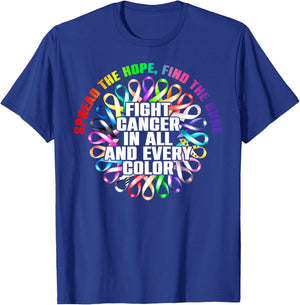 Fight Cancer in All and Every Color All Cancer All Ribbons T-Shirt - T-Shirt | Royal